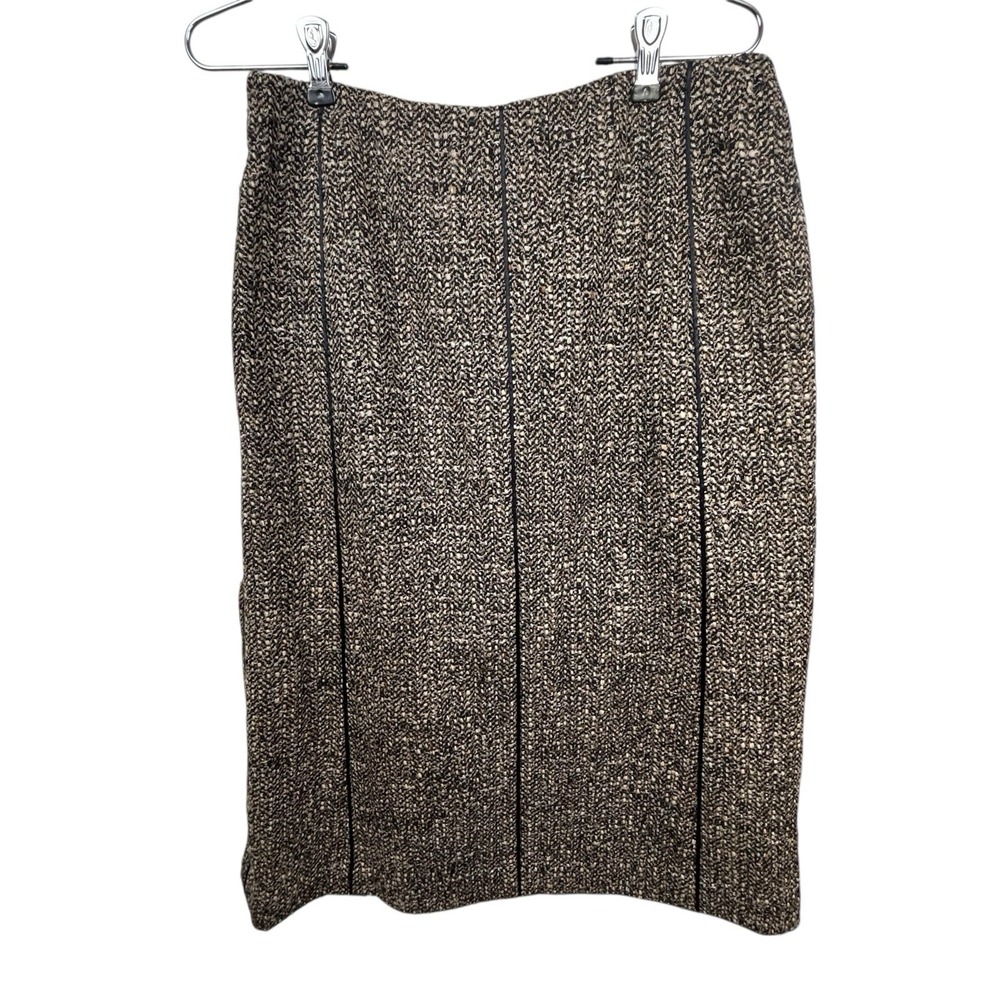 TALBOTS Womens Brown Tweed Wool Straight Pencil Skirt 8 Office Heritage Preppy‎ - Picture 3 of 6